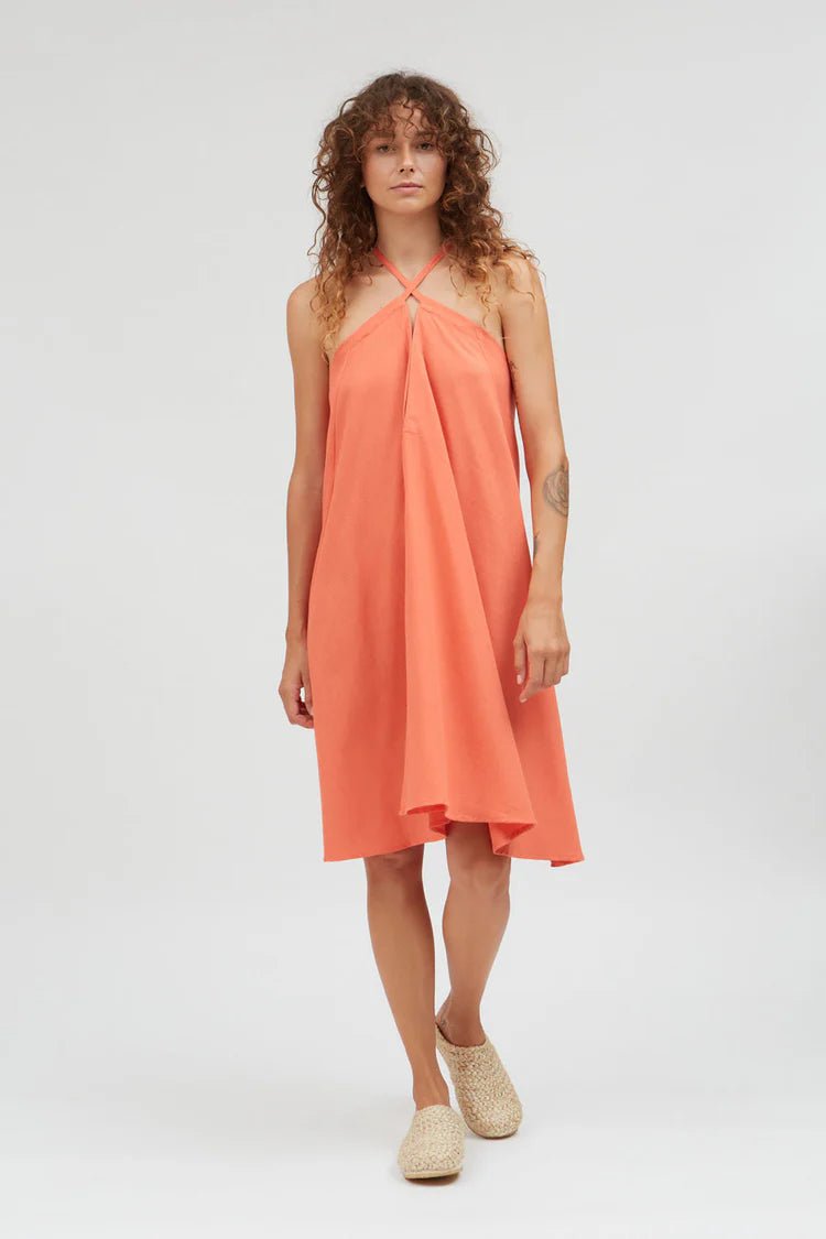 Robe courte coton biologique et lin - Mp Short - orange - fairytale