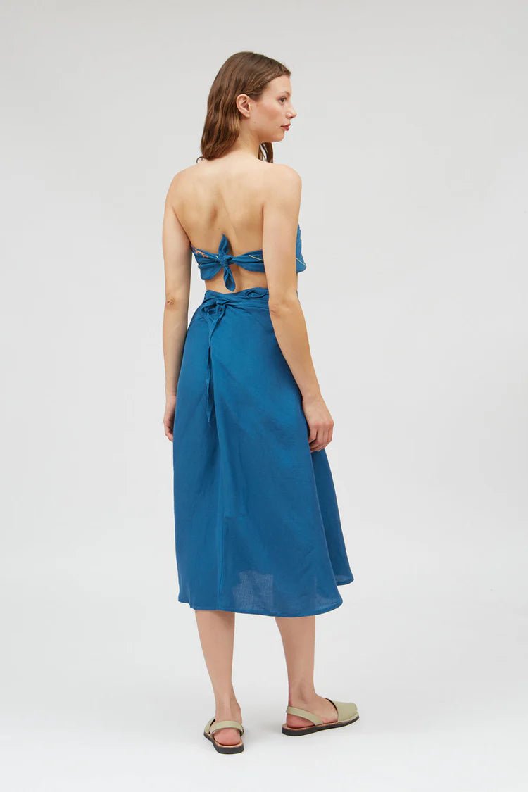 Robe courte lin et viscose ecovero - Mp Short - bleu - fairytale