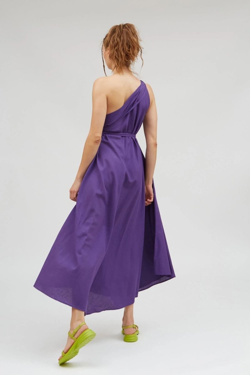 Robe longue coton biologique et lin - Mp long - violet - fairytale