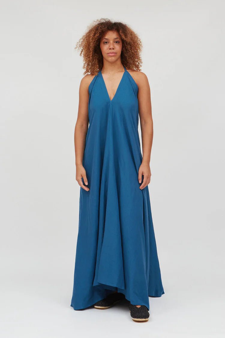 Robe longue lin et viscose ecovero - Mp long - bleu - fairytale