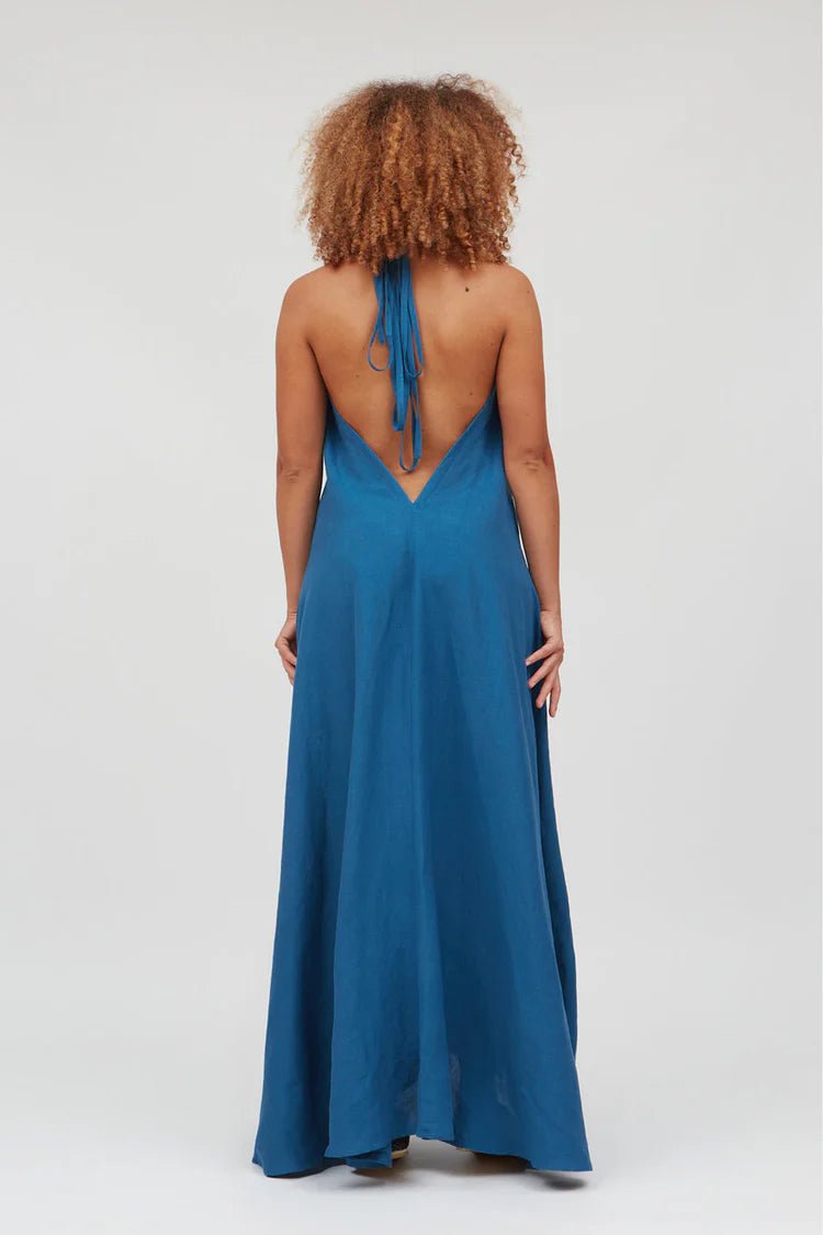 Robe longue lin et viscose ecovero - Mp long - bleu - fairytale