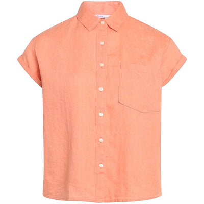 Chemise manches courtes en lin - rose orangé - fairytale